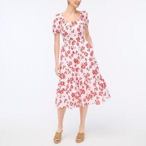 J. Crew Floral Puff-Sleeve Tiered Midi Dress Size 6 NWT